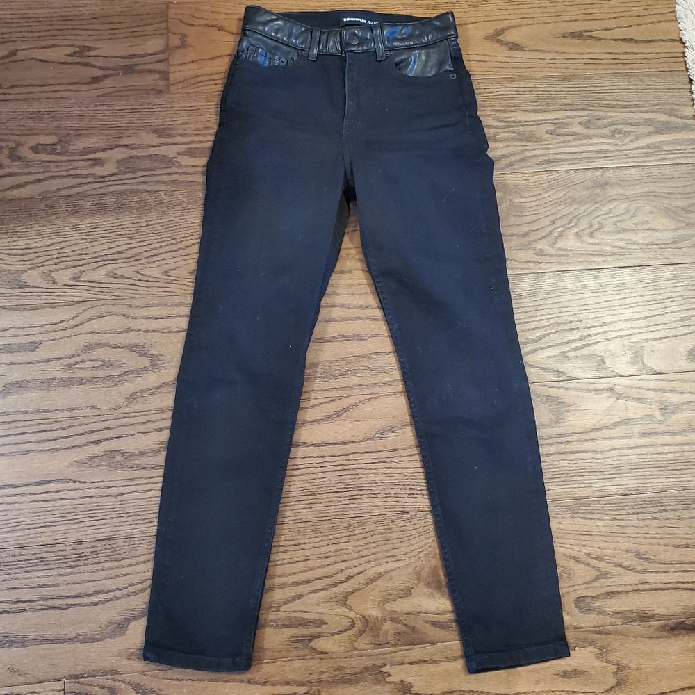 The Kooples Lizy Jeans Vegan Leather rock n roll high rise jeans lipservice